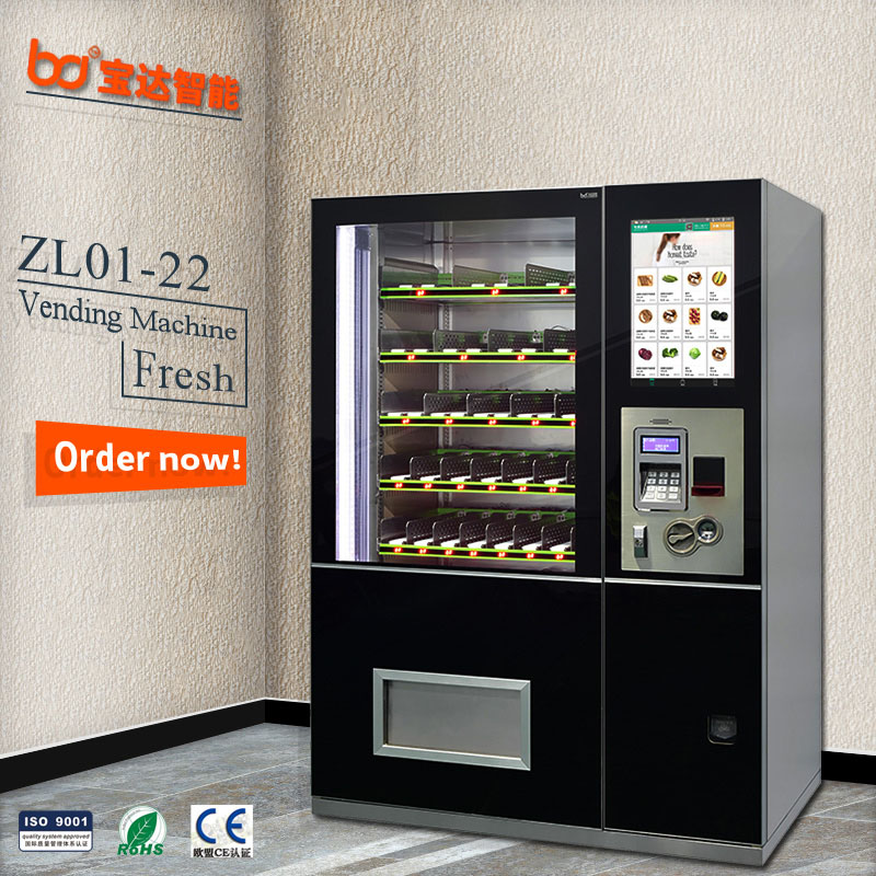 Fresh food drink touch screen vending machine with elevator